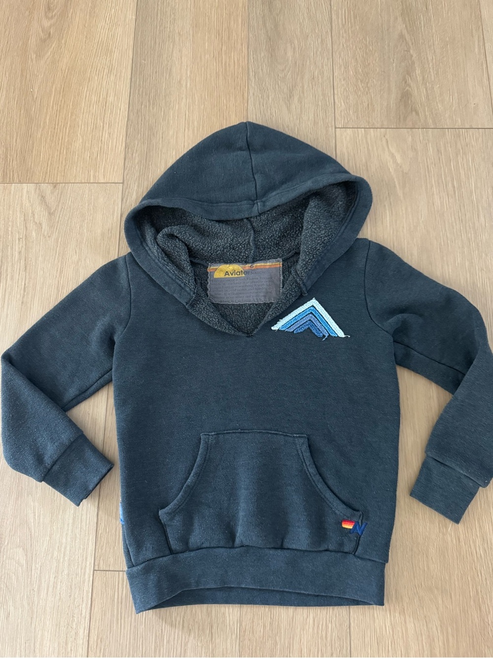 Aviator Nation Kids Dark Navy Hooded Sweatshirt with Blue Patch